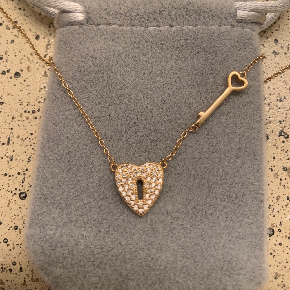 Argento Vivo heart lock and key choker.